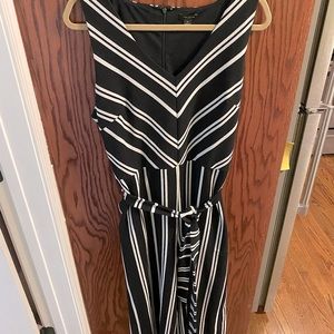 Ann Taylor Black and White Striped Jumpsuit